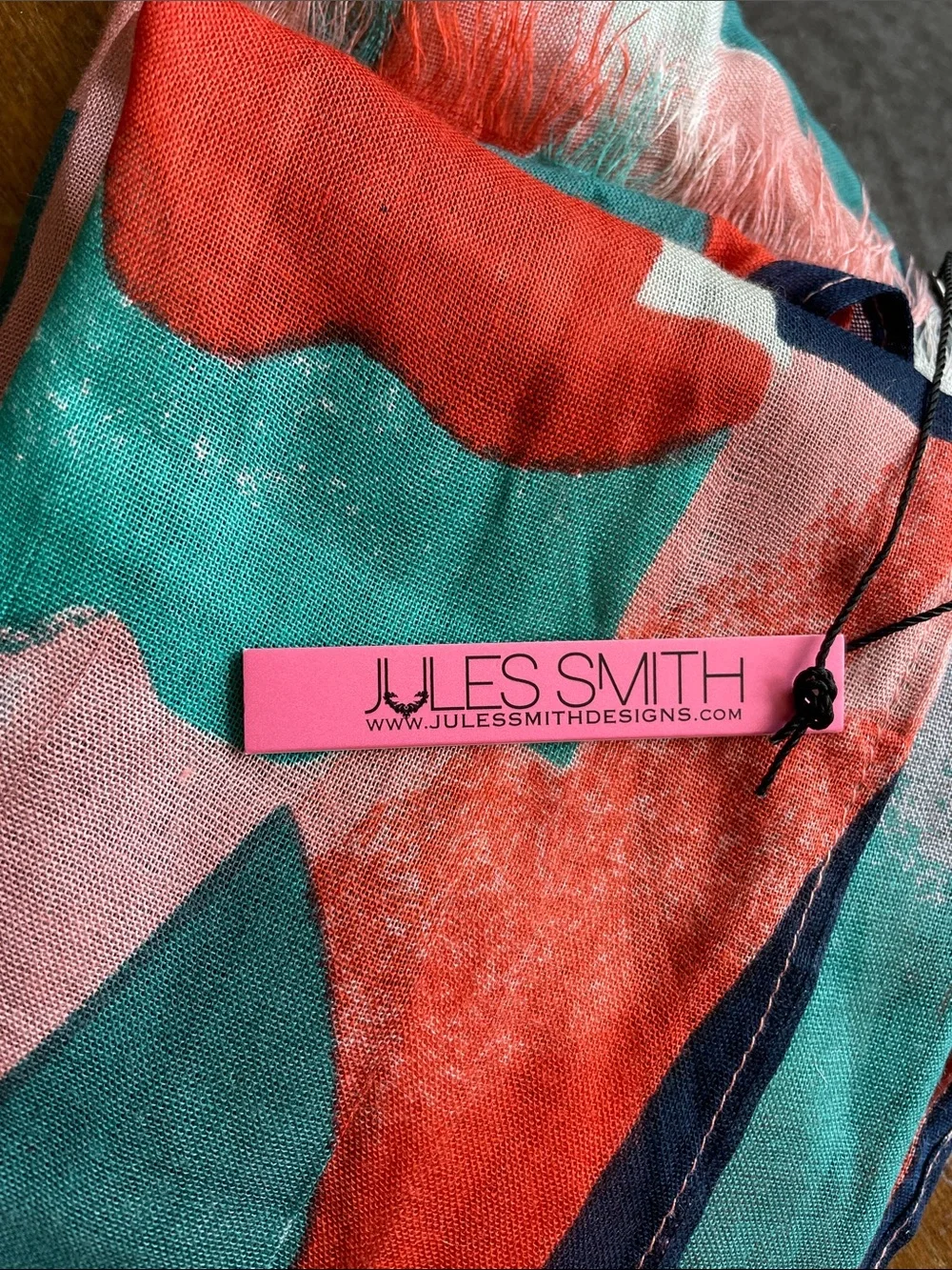 Jules Smith semi sheer lightweight Scarf - abstract Pink, Teal, Coral, Navy NWT